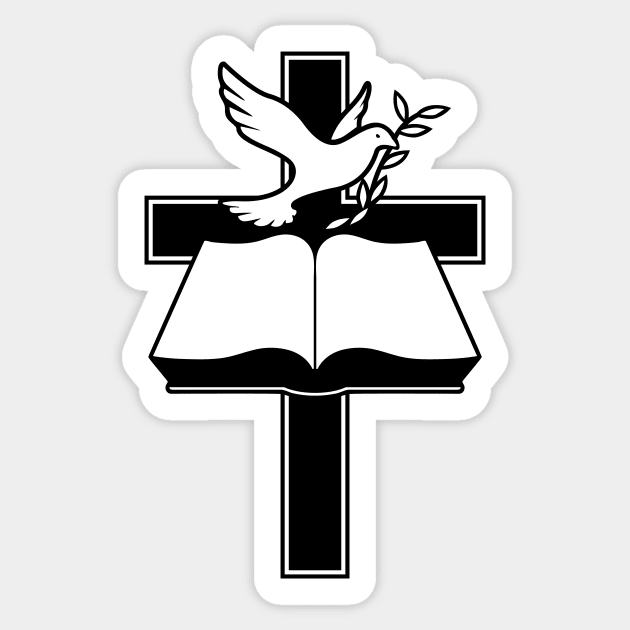 Christian Cross, Bible and Dove with Olive Branch Sticker by hobrath